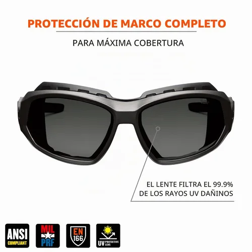 Vista 2 de Ergodyne Skullerz Loki Spoggles Gafas de Seguridad Convertibles Antiarañazos - Incluye Junta y Correa para Convertir a Gafas Protectoras, Antivaho