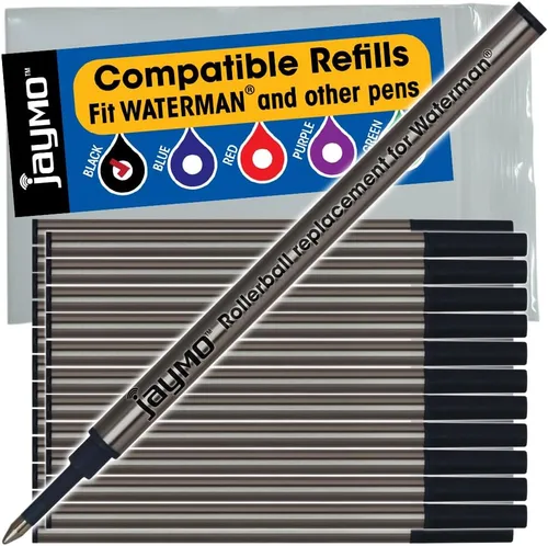 Vista 12 de Jaymo Replacement for Waterman 540951/540961 and Schmidt 5888 - Measures 4.3 in / 109 mm Long - Rollerball Pen Refill - 2 Red