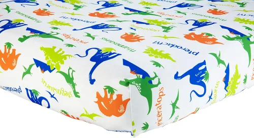 Vista 2 de Everything Kids Juego de cama infantil que brilla en la oscuridad con 4 piezas. Hada mágica, rosa, naranja, lavanda. Dinosaurios