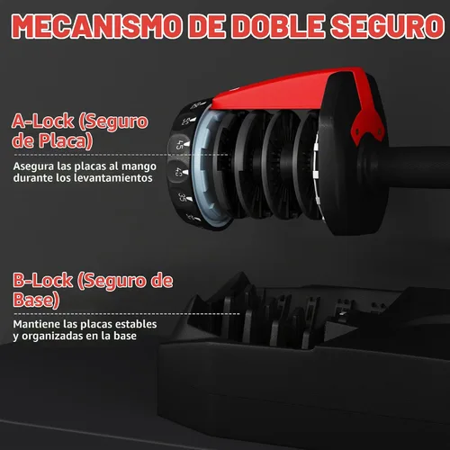 Vista 5 de Yaheetech Adjustable Dumbbell Set Free Weights Quick Adjust for Home Gym