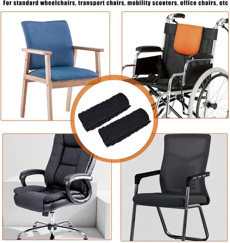 Vista 6 de 1 par de fundas para reposabrazos de silla de ruedas, almohadilla de espuma viscoelástica de piel de oveja extraíble, almohadilla para reposabrazos