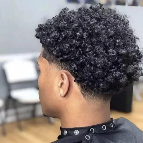 Vista 15 de SIMBEAUTY Cabello humano Remy indio 360 ondulado, 0.394 pulgadas, base de piel de tupé rizado, 10 x 8 pulgadas, para hombres negros con sistema