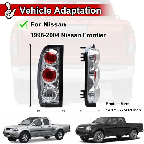 Vista 4 de Nixon Offroad Luces traseras para Nissan Frontier 1998 1999 2000 2001 2002 2003 2004, luces traseras halógenas de repuesto para automóvil, 1 par