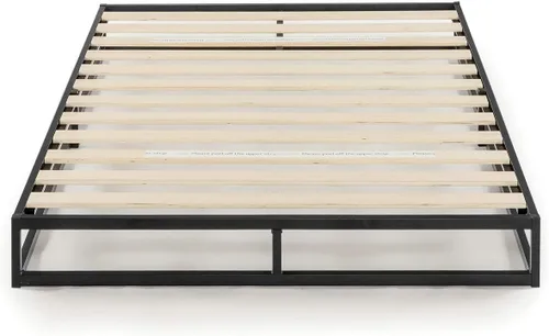 Vista 3 de Mellow - Marco de cama con plataforma de metal, perfil bajo de 6 pulgadas, Metal, Negro