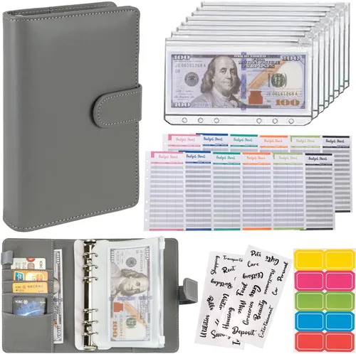Vista 7 de NICOOTH Carpeta de Presupuesto con Sobres de Efectivo A6 Carpeta para Ahorrar Dinero con Sobres con Cremallera (A6 Verde)