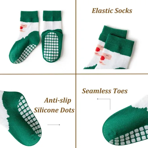 Vista 3 de SUITBOY Calcetines de Navidad para niños, calcetines antideslizantes para bebés, regalos coloridos de Navidad para niños y niñas, calcetines cálidos