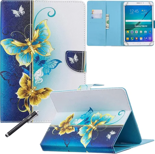 Vista 19 de NewShine - Funda universal de 7.0 pulgadas, diseño de mármol de flores de cuero sintético, plegable, con ranuras para tarjetas y bolsillo