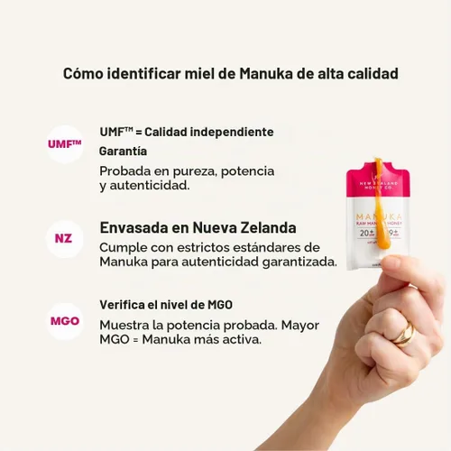 Vista 10 de Miel de Manuka pura UMF 20+ MGO 829+ 10 paquetes crudos de una sola