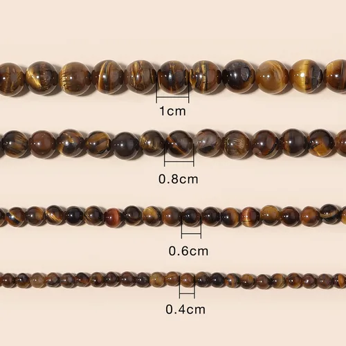 Vista 2 de Cuentas redondas sueltas de ojo de tigre natural de 0.236 pulgadas (0.236 in), poder curativo para hacer joyas, pulseras y collares