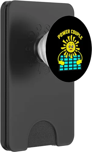 Vista 7 de Power Couple Sun and Solar Panel Energy PopSockets Adhesive PopGrip