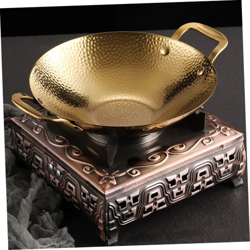 Vista 2 de Olla seca de acero inoxidable con doble asa para el hogar, olla caliente estilo coreano para cocinar y utensilios de cocina portátiles para uso