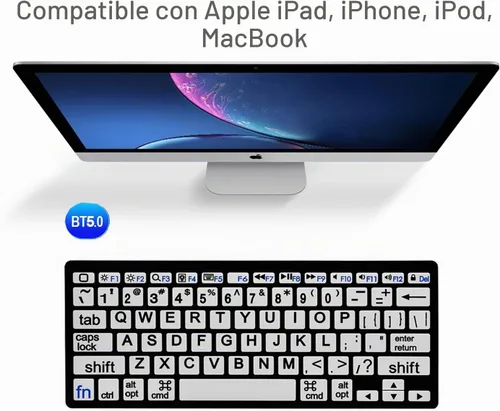 Vista 4 de HXMJ Mini teclado Bluetooth de impresión grande compatible con iPad, iPhone, iPod, MacBook para personas mayores y personas con discapacidad visual