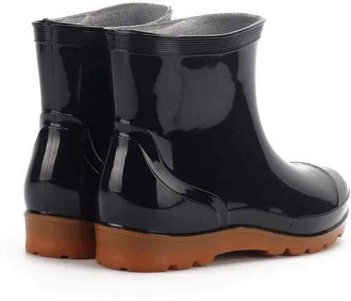 Vista 2 de Botas de lluvia para hombre, resistentes y antideslizantes, antideslizantes, de plástico, de cemento, botas de lluvia de tobillo