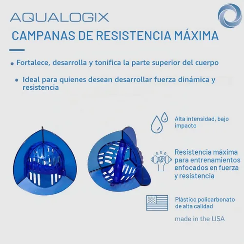 Vista 6 de Total Body Pool Weights for Water Exercise Bundle, Polycarbonate Upper Body Bells & Padded Lower Body Fins, Aqua Therapy, Pool Exercise, Water