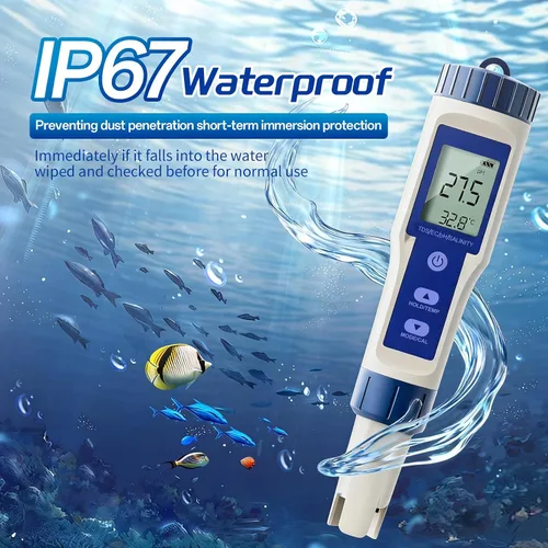 Vista 7 de ZuanXin - Medidor de pH 5 en 1 con función de PH/salinidad/TDS/EC/temperatura, pantalla de retroiluminación para probador TDS para agua potable