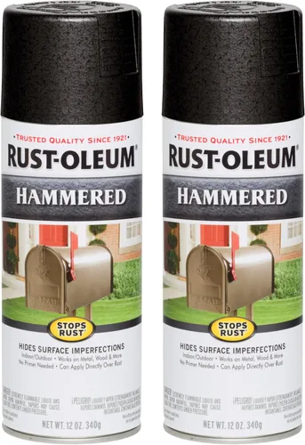 Vista 30 de Rust-Oleum 7215830 – Pintura en aerosol con efecto martillado para prevención del óxido, 12 oz (340 g), color negro