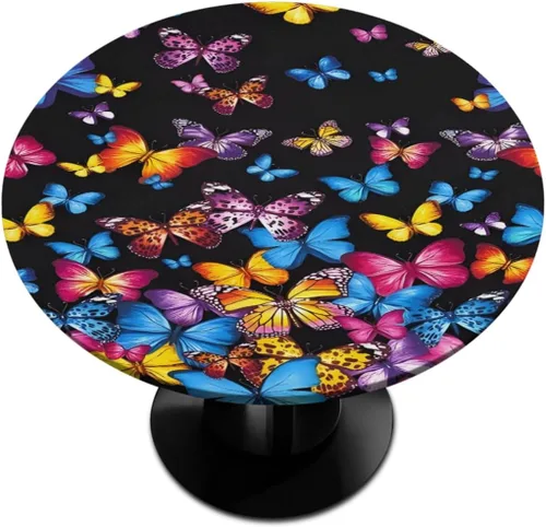 Vista 34 de Manteles redondos de textura de mármol dorado con mármol elástico dorado, manteles redondos pequeños lavables y lavables para cenas, patio, fiesta