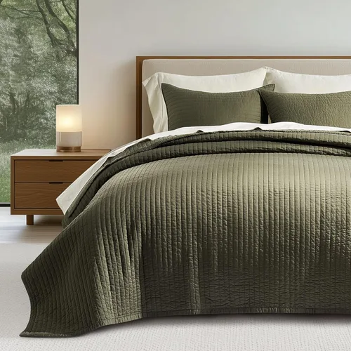 Vista 27 de EVERGRACEHOME - Juego de colcha de tamaño queen de sábana de algodón, colcha de sábana de algodón prelavada con costura de canal, juego de ropa