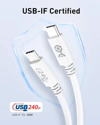 Vista 4 de Cable Matters [Certificado USB-IF] Cable de carga USB C de 240 W, 6.6 pies, color blanco Datos de 480 Mbps, sin soporte de video, cable de carga