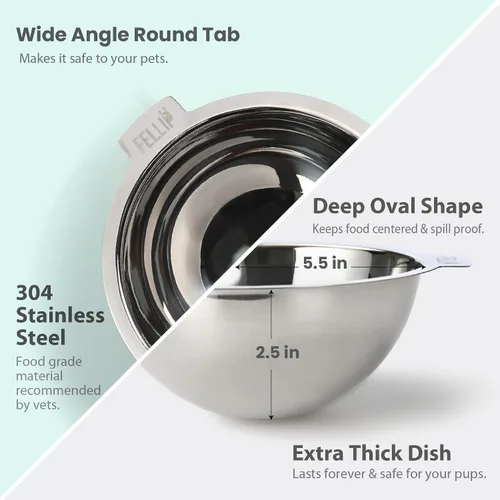 Vista 5 de Felli Oblik - Comederos elevados de acero inoxidable para perros pequeños de patas cortas, tazón de comida y agua, recipiente removible apto