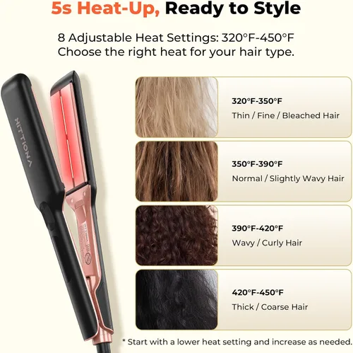 Vista 14 de HITTIONA Plancha de pelo de cerámica de 1.75 pulgadas de ancho para cabello