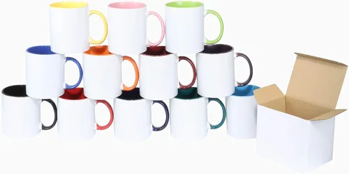 Vista 4 de Taza de café de cerámica de 11.0 onzas para sublimación, embalada en caja blanca