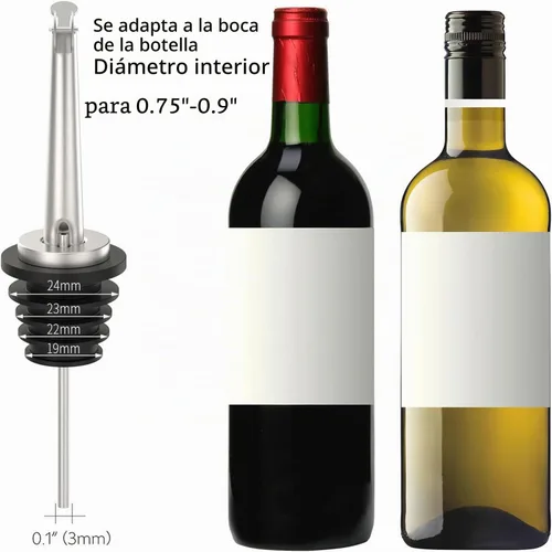 Vista 2 de Axe Sickle 12 piezas de boquillas para botellas de licor con picos vertedores de acero inoxidable de aceite, picos de vertido rápido, pico