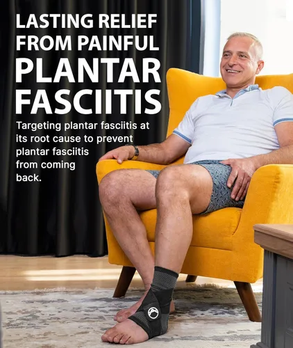 Vista 9 de Koprez Manga para fascitis plantar, alivio de la fascitis plantar, calcetines de fascitis plantar, manga de compresión de tobillo, soporte