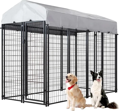 Vista 10 de Perrera para perros grandes, para exteriores, corralito para perros, casa de valla para patio, perrera resistente para perros con puerta