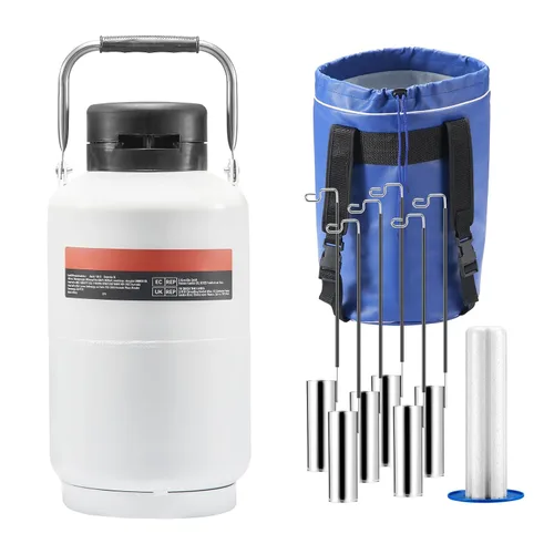 Vista 9 de Happybuy Tanque de nitrógeno líquido de 3L, aleación de aluminio LN2 Dewar con 6 botes, bolsa de transporte y correas, tanque criogénico
