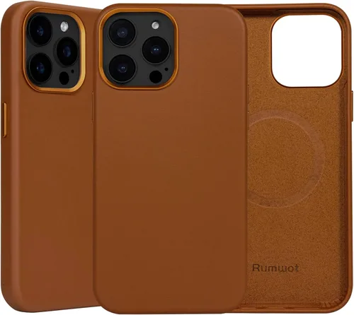 Vista 38 de Funda de cuero genuino para iPhone 13 Pro, cuero de grano completo, compatible con MagSafe y carga inalámbrica, bisel de la cámara con botones