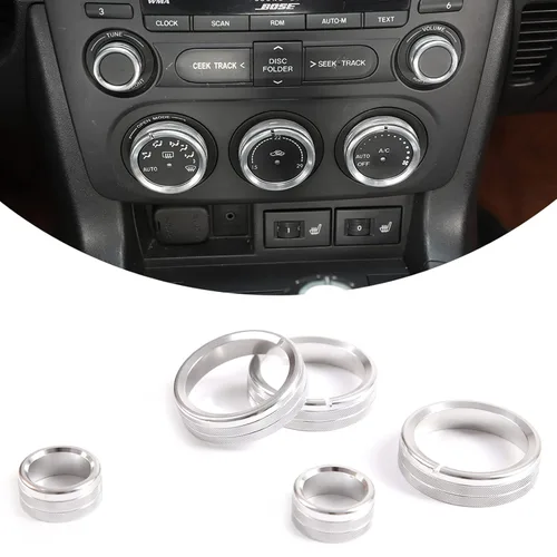 Vista 8 de Anillo decorativo de aleación de aluminio para automóvil, control central, control de volumen de aire acondicionado, anillo de montaje a presión