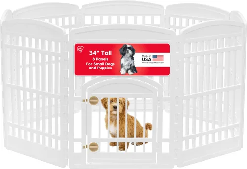 Vista 18 de IRIS USA Corralito para perros de 4 paneles de 24" con puerta, 35 x 35 x 24, corralito para cachorros, corralito para perros de interior, cerca