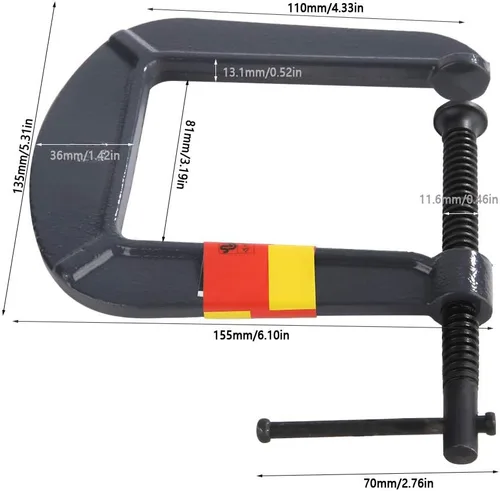 Vista 2 de Heavy Duty C-Clamp Carpintería, dispositivo de almeja de carpintería con abrazadera G para carpintería, metalurgia y proyectos