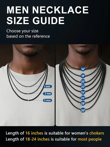 Vista 6 de ChainsPro Leather Necklace Cord for Men,Braided Wax Rope Chain for Pendants Negro