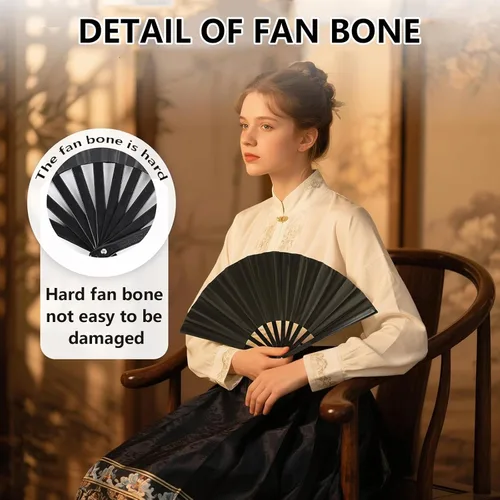 Vista 3 de Large Folding Hand Fans (6pcs) for Line Dancing