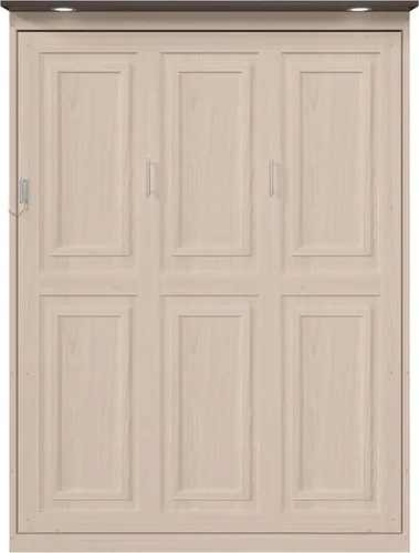 Vista 4 de MERITLINE Cama Queen Murphy con LED, armario de pared vertical de madera maciza para adultos (madera natural)