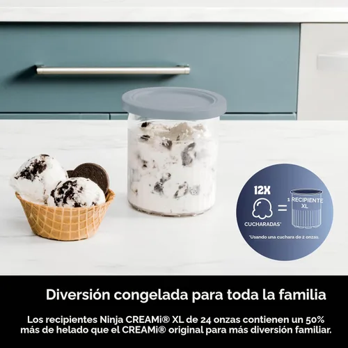 Vista 5 de Ninja CREAMi Deluxe - Máquina para hacer helados y postres congelados, incluye (4) recipientes de tamaño familiar de 24 oz, para helado, sorbete