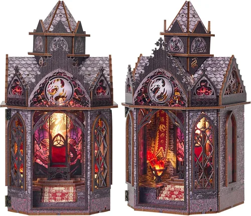 Vista 8 de Roroom Casa de muñecas en miniatura con muebles, kit de casa de muñecas para adultos y adolescentes, Booknook Tiny House Librería Decoración Mini