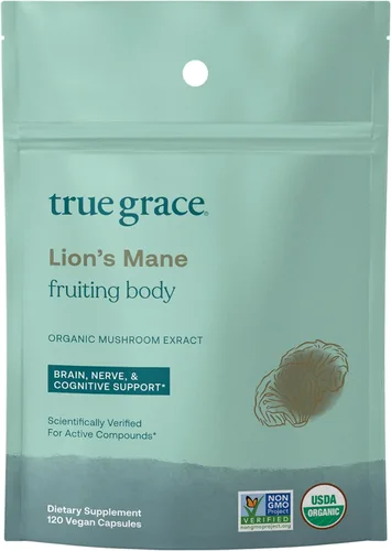 Vista 8 de True Grace Mushroom Lion's Mane Brain, Nervio & Cognitive Support - 60 cápsulas - Orgánico