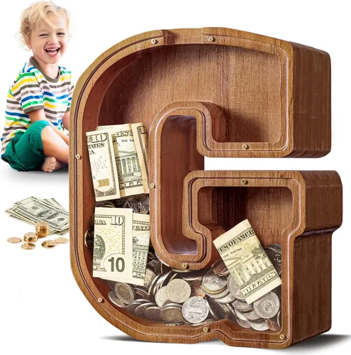 Vista 79 de SummiDate Alcancía de madera de letra para niños y niñas, Alfabeto, personalizada, regalo de cumpleaños y pascua para niños (A)