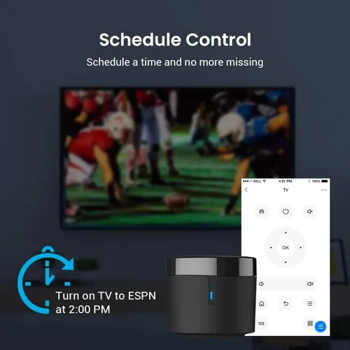 Vista 5 de Broadlink RM4 Mini Control remoto inteligente (Solo Wi-Fi de 2.4GHz) - Hub de blaster IR para automatización de Smart Home, reemplazo de control