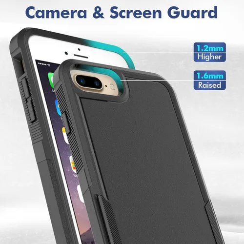 Vista 4 de MDCN Funda para iPhone 8 Plus, iPhone 7 Plus: funda protectora de doble capa resistente para teléfono celular, a prueba de golpes, resistente