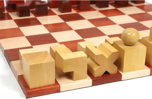 Vista 8 de Royal Chess Mall - Juego combinado de ajedrez Bauhaus 1923 Reproducido - Piezas de ajedrez de palo de rosa + tablero de ajedrez