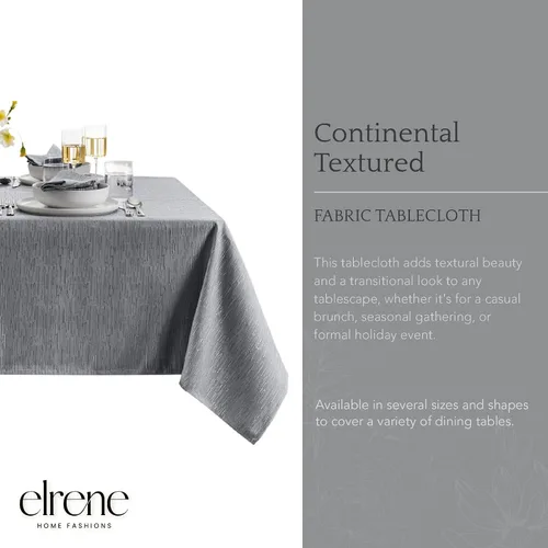 Vista 2 de Elrene Home Fashions - Mantel Continental de textura sólida resistente al agua, manchas y arrugas, 60 x 120 pulgadas, rectangular, color gris