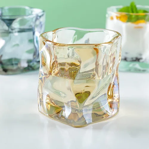 Vista 6 de Juego de 2 vasos de whisky de cristal, vasos de bourbon de diseño irregular, vasos de rocas, vasos de whisky bourbon para beber licor, irlandés