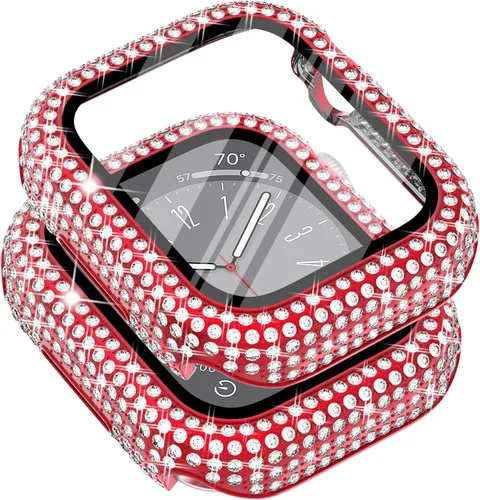 Vista 22 de Surace - Carcasa de 1.49 pulgadas compatible con Apple Watch con protector de pantalla, caja protectora general con diseño de diamantes brillantes
