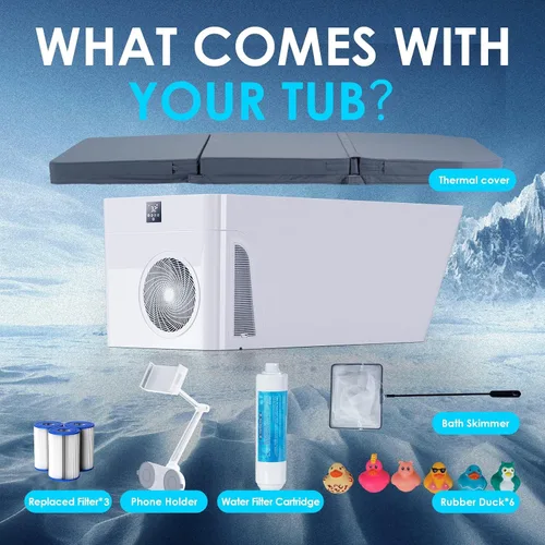 Vista 9 de ICEGALAX Bañera de hielo con enfriador integrado (32℉-104℉), control de smartphone, silencioso, diseño independiente para recuperación de cuerpo