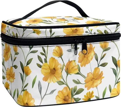 Vista 24 de doginthehole Bolsa de maquillaje, bolsa de cosméticos de viaje, bolsa de aseo portátil grande, organizador de accesorios para mujeres y niñas