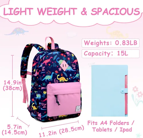 Vista 2 de VASCHY Mochila para niños, bonita mochila ligera para niños y niñas